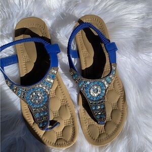 Blue Beaded Women's Sandals